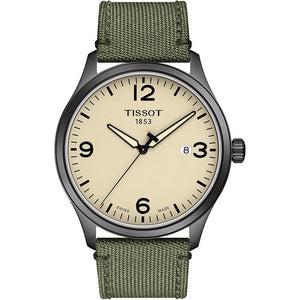 Tissot T Sport Chrono XL Beige Dial Khakhi Green Nylon Strap Watch for Men - T116.617.33.267.00 Buy Now By Tissot