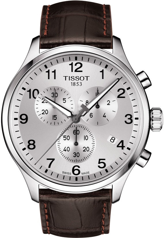 Tissot Chrono XL Silver Dial Brown Leather Strap Watch For Men - T116.617.16.037.00 Buy Now By Tissot