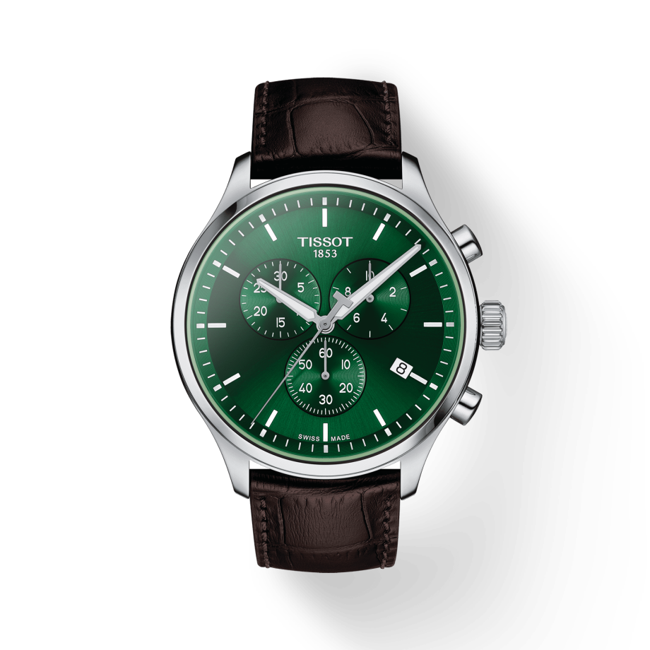 Tissot Chrono XL Chronograph Classic Green Dial Brown Leather Strap Watch For Men - T116.617.16.091.00 Buy Now By Tissot