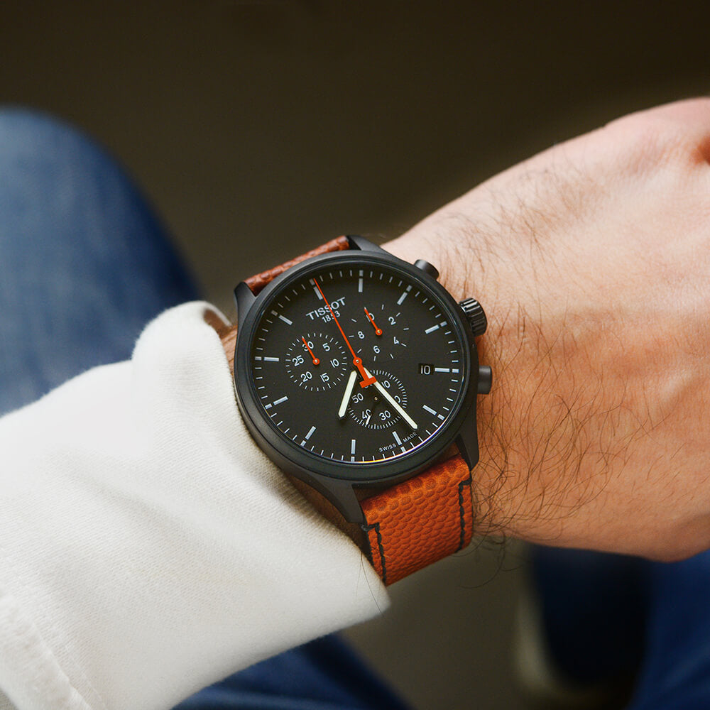 Tissot Chrono XL NBA Special Edition Black Dial Brown Leather Strap Watch for Men - T116.617.36.051.12 Buy Now By Tissot