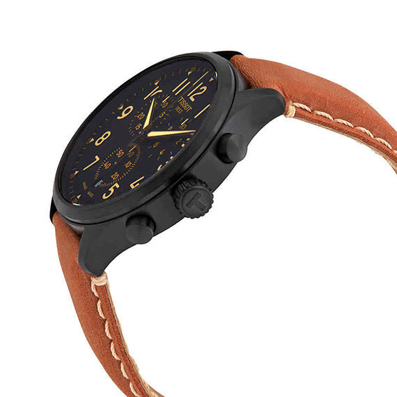 Tissot Chrono XL Quartz Black Dial Brown Leather Strap Watch For Men - T116.617.36.052.03 Buy Now By Tissot
