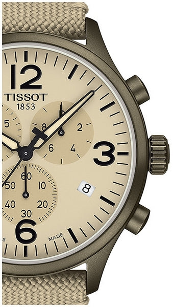 Tissot T Sport Chrono XL Beige Dial Green Nylon Strap Watch for Men - T116.617.37.267.00 Buy Now By Tissot