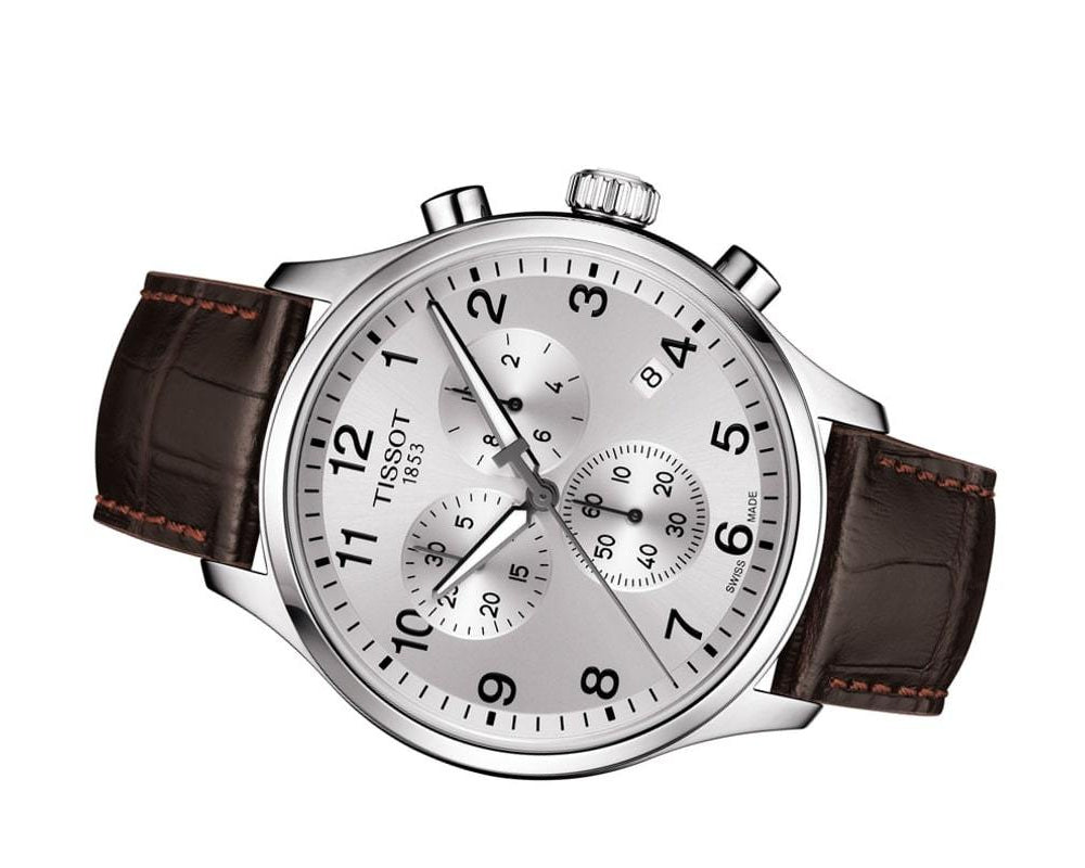Tissot Chrono XL Silver Dial Brown Leather Strap Watch For Men - T116.617.16.037.00 Buy Now By Tissot