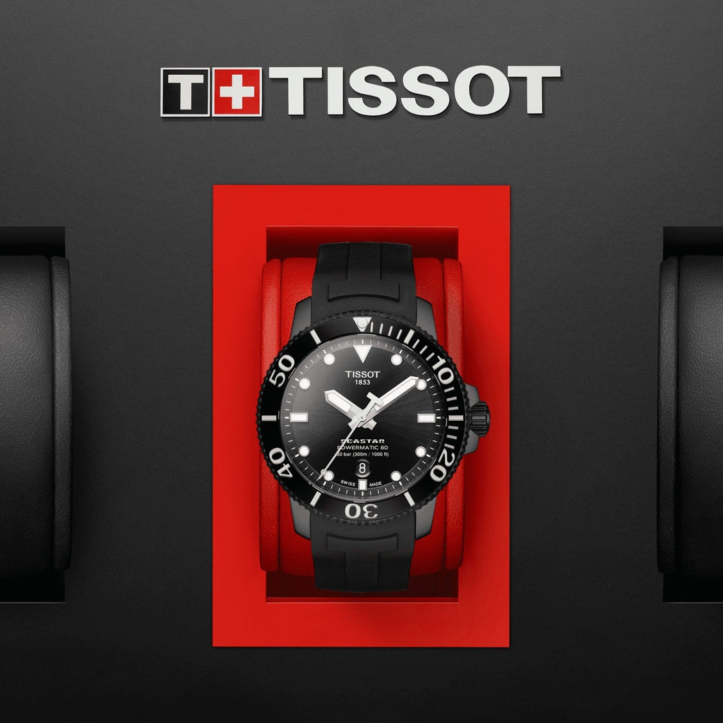 Tissot Seastar 1000 Powermatic 80 Black Dial Black Rubber Strap Watch For Men - T120.407.37.051.00 Buy Now By Tissot