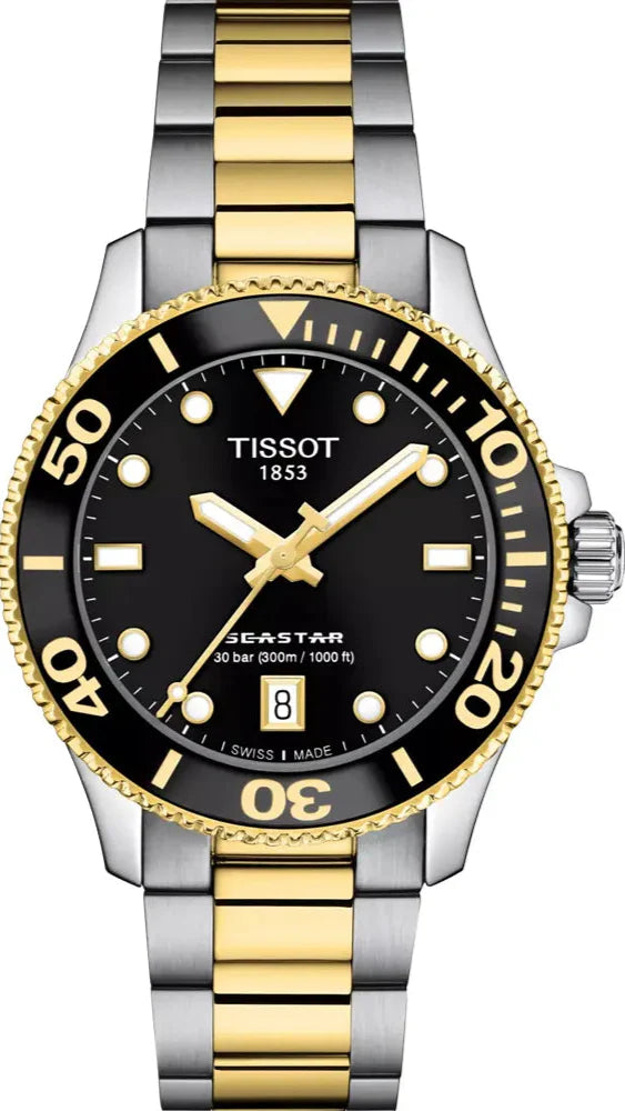 Tissot Seastar 1000 Black Dial Two Tone Steel Strap Watch for Women - T120.210.22.051.00 Buy Now By Tissot