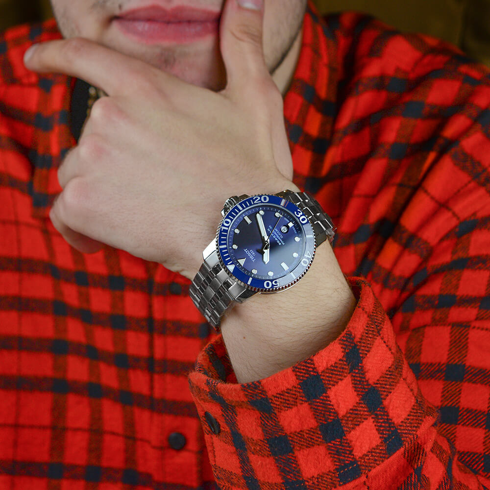 Tissot T Sport Seastar 1000 Powermatic Silicium Blue Dial Silver Steel Strap Watch For Men - T120.407.11.041.01 Buy Now By Tissot