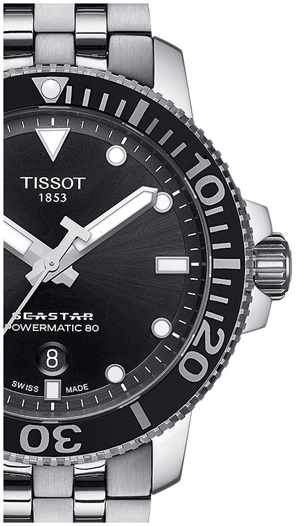 Tissot Seastar 1000 Powermatic 80 Black Dial Silver Steel Strap Watch For Men - T120.407.11.051.00 Buy Now By Tissot