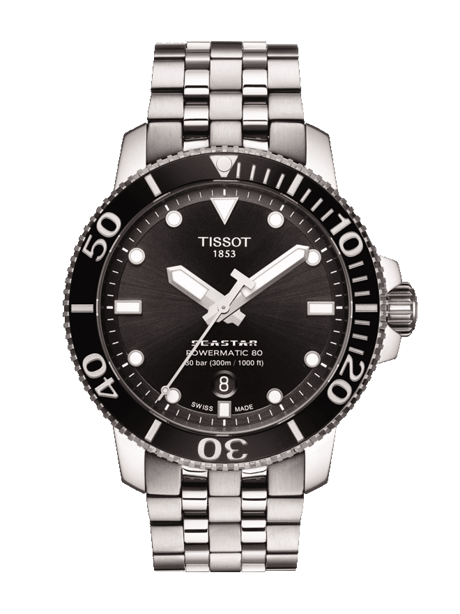Tissot Seastar 1000 Powermatic 80 Black Dial Silver Steel Strap Watch For Men - T120.407.11.051.00 Buy Now By Tissot