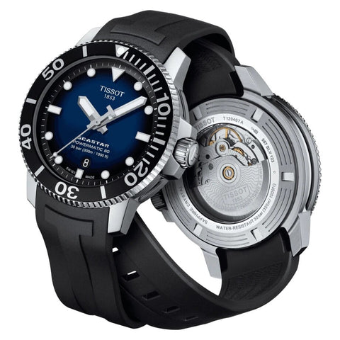 Tissot Seastar 1000 Powermatic 80 Blue Dial Black Rubber Strap Watch For Men - T120.407.17.041.00 Buy Now By Tissot