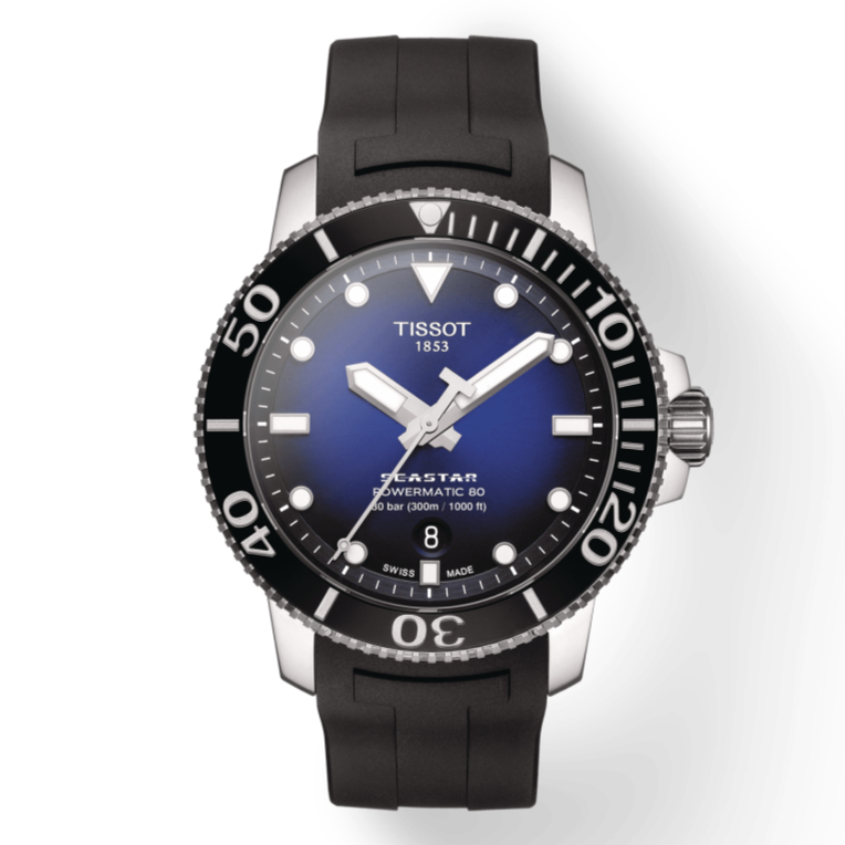 Tissot Seastar 1000 Powermatic 80 Blue Dial Black Rubber Strap Watch For Men - T120.407.17.041.00 Buy Now By Tissot