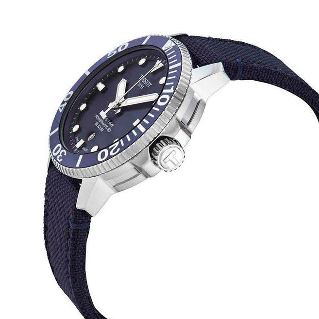 Tissot Seastar 1000 Powermatic 80 Silicium Blue Dial Blue Nylon Strap Watch For Men - T120.407.17.041.01 Buy Now By Tissot