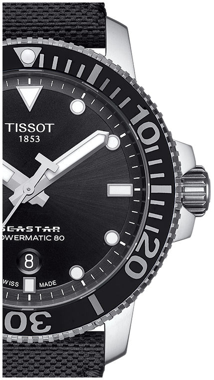 Tissot Seastar 1000 Powermatic 80 Black Dial Black Nylon Strap Watch For Men - T120.407.17.051.00 Buy Now By Tissot