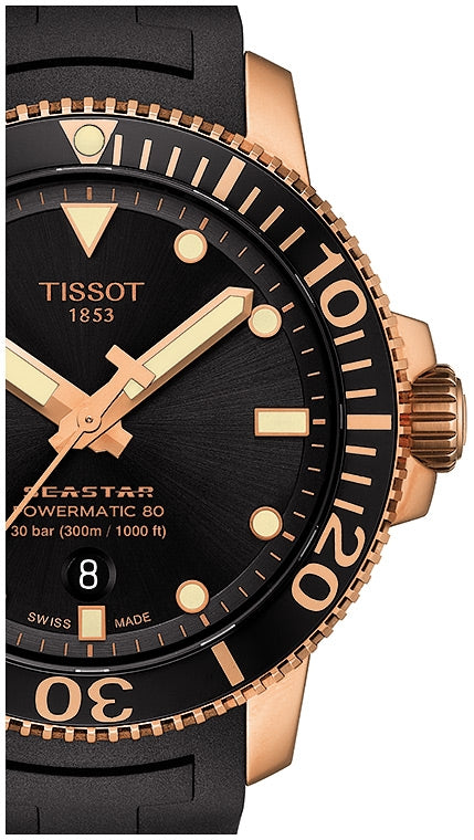 Tissot Seastar 1000 Powermatic 80 Black Dial Black Rubber Strap Watch for Men - T120.407.37.051.01 Buy Now By Tissot
