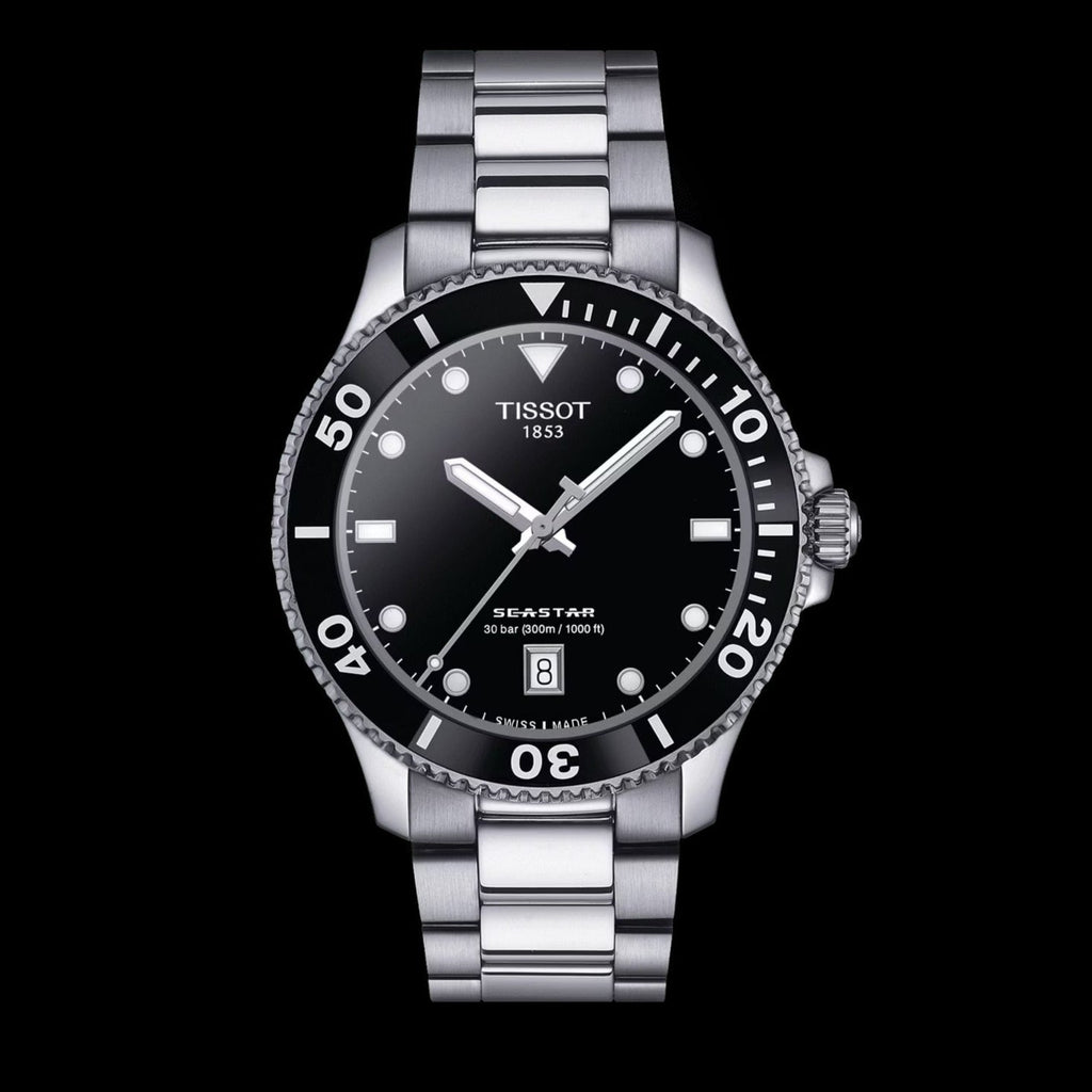 Tissot Seastar 1000 Black Dial Silver Steel Strap Watch For Men - T120.410.11.051.00 Buy Now By Tissot