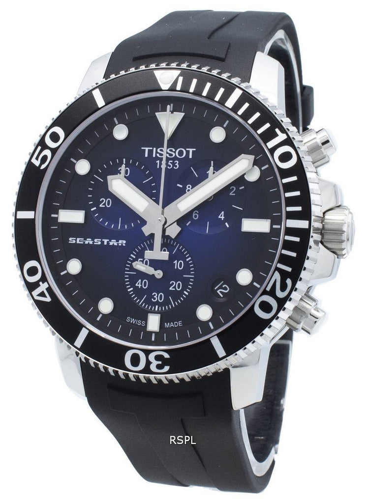 Tissot Seastar 1000 Chronograph Blue Dial Black Rubber Strap Watch For Men - T120.417.17.041.00 Buy Now By Tissot