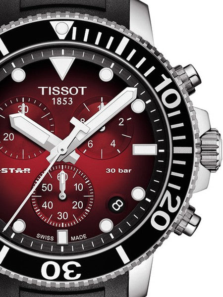 Tissot Seastar 1000 Chronograph Red Dial Black Rubber Strap Watch For Men - T120.417.17.421.00 Buy Now By Tissot