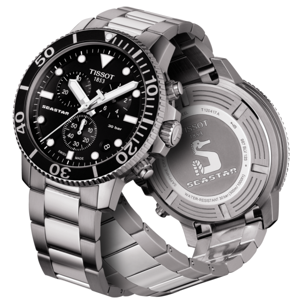 Tissot Seastar 1000 Chronograph Black Dial Silver Steel Strap Watch For Men - T120.417.11.051.00 Buy Now By Tissot