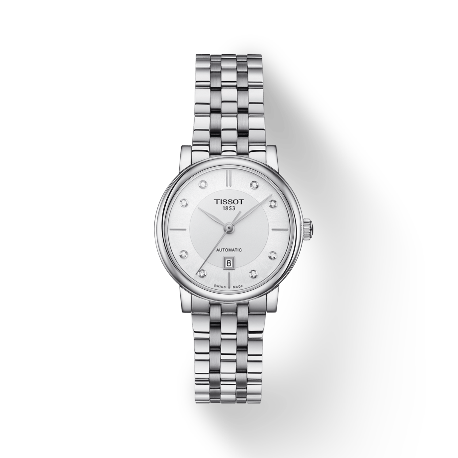 Tissot T Classic Carson Premium White Diamonds Dial Silver Steel Strap Watch for Women - T1222071103600 Buy Now By Tissot