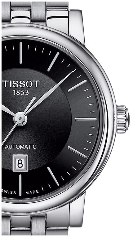 Tissot T Classic Carson Premium Automatic Lady Black Dial Silver Steel Strap Watch for Women - T122.207.11.051.00 Buy Now By Tissot