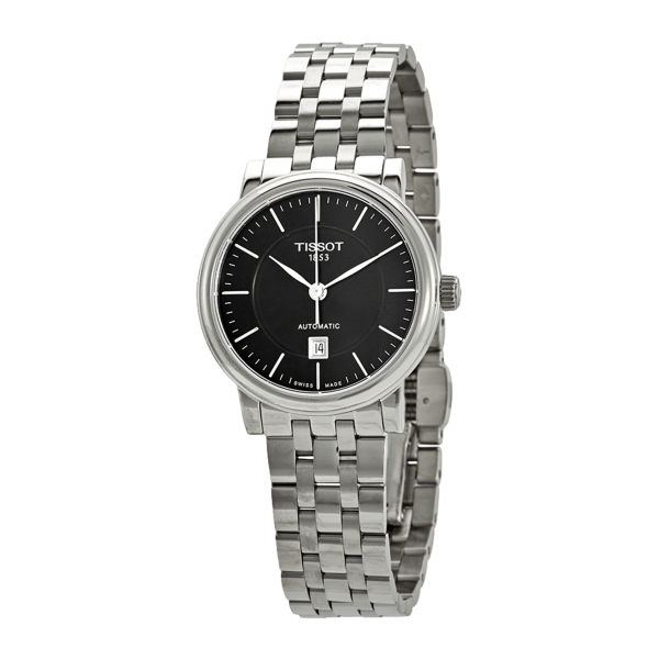 Tissot T Classic Carson Premium Automatic Lady Black Dial Silver Steel Strap Watch for Women - T122.207.11.051.00 Buy Now By Tissot