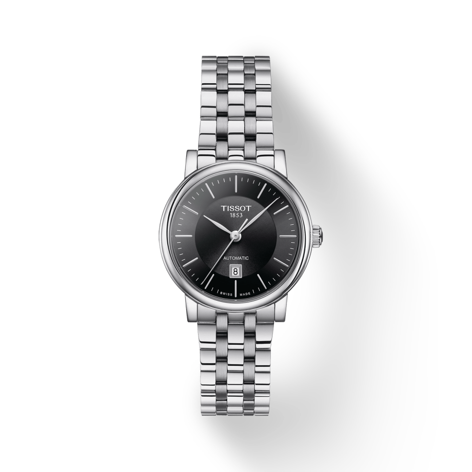 Tissot T Classic Carson Premium Automatic Lady Black Dial Silver Steel Strap Watch for Women - T122.207.11.051.00 Buy Now By Tissot