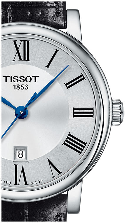 Tissot Carson Premium Lady Silver Dial Black Leather Strap Watch For Women - T122.210.16.033.00 Buy Now By Tissot