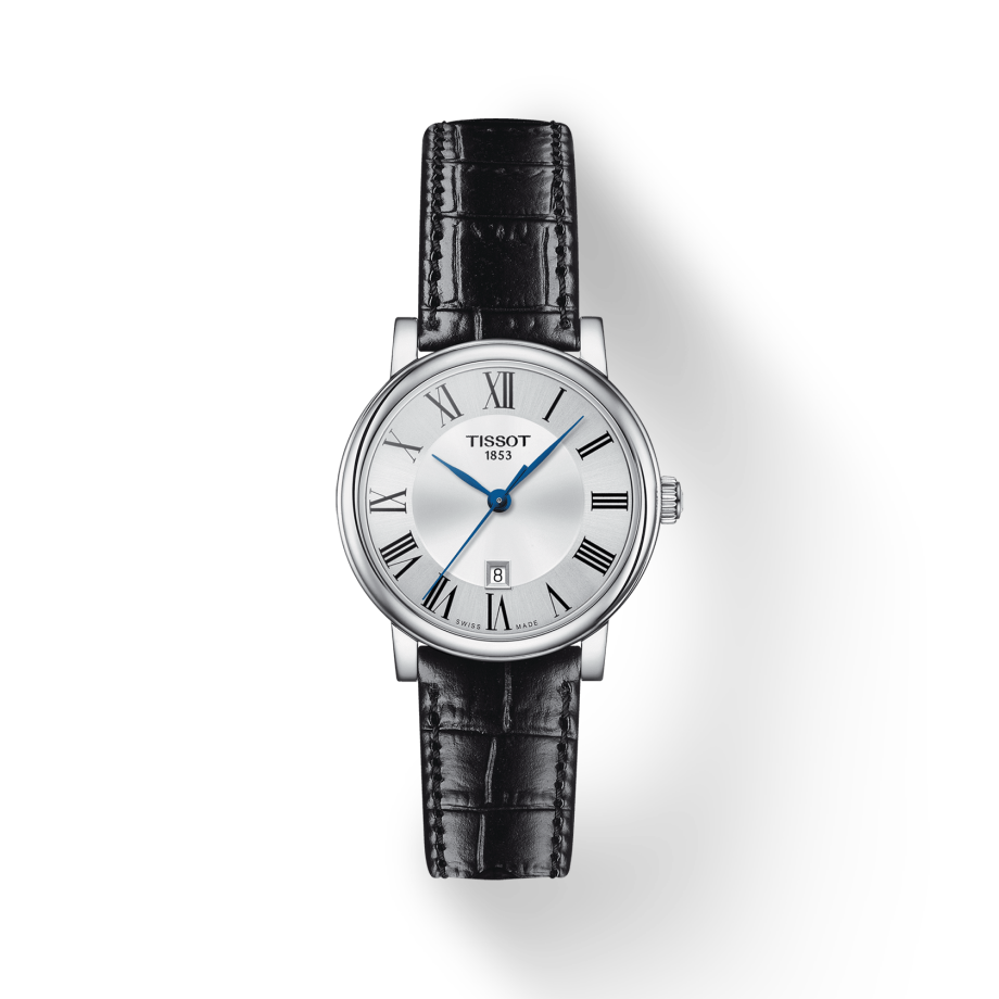 Tissot Carson Premium Lady Silver Dial Black Leather Strap Watch For Women - T122.210.16.033.00 Buy Now By Tissot