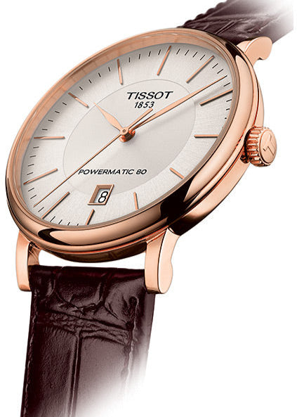 Tissot Carson Premium Powermatic 80 White Dial Brown Leather Strap Watch For Men - T122.407.36.031.00 Buy Now By Tissot