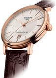 Tissot Carson Premium Powermatic 80 White Dial Brown Leather Strap Watch For Men - T122.407.36.031.00 Buy Now By Tissot
