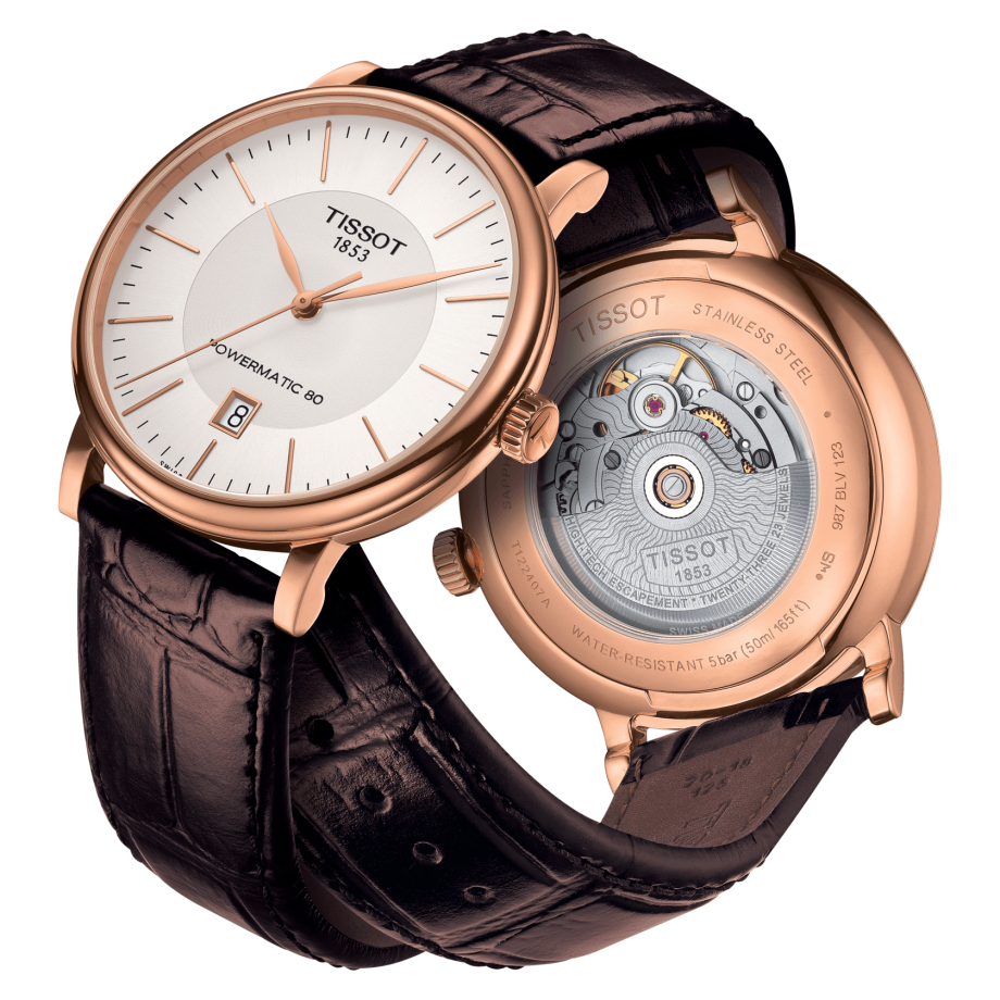 Tissot Carson Premium Powermatic 80 White Dial Brown Leather Strap Watch For Men - T122.407.36.031.00 Buy Now By Tissot