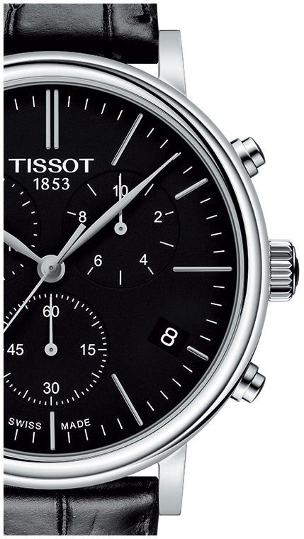 Tissot Carson Premium Chronograph Black Dial Black Leather Strap Watch For Men - T122.417.16.051.00 Buy Now By Tissot