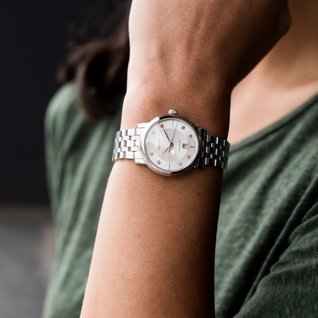 Tissot T Classic Carson Premium White Diamonds Dial Silver Steel Strap Watch for Women - T1222071103600 Buy Now By Tissot