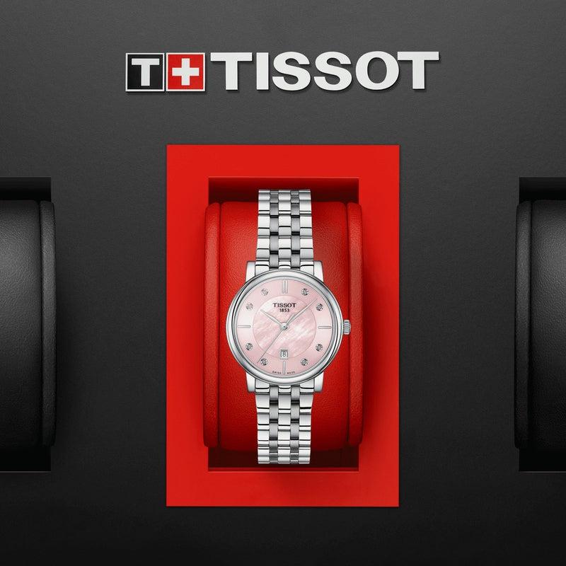 Tissot Carson Premium Lady Mother of Pearl Pink Dial Silver Steel Strap Watch For Women - T122.210.11.159.00 Buy Now By Tissot