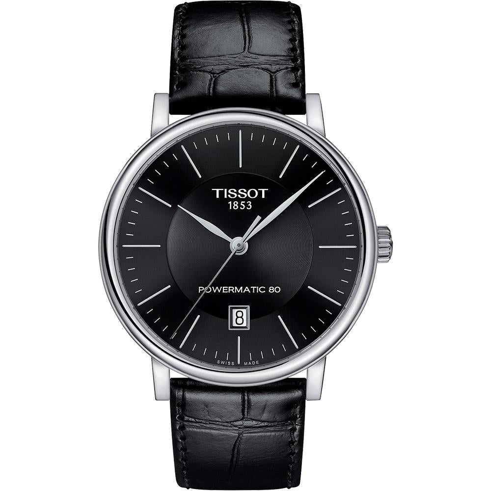 Tissot Carson Premium Powermatic 80 Black Dial Black Leather Strap Watch For Men - T122.407.16.051.00 Buy Now By Tissot