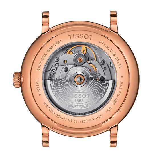 Tissot T Classic Carson Premium Automatic White Dial Rose Gold Steel Strap Watch for Men - T122.407.33.031.00 Buy Now By Tissot