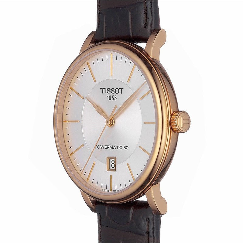Tissot Carson Premium Powermatic 80 White Dial Brown Leather Strap Watch For Men - T122.407.36.031.00 Buy Now By Tissot