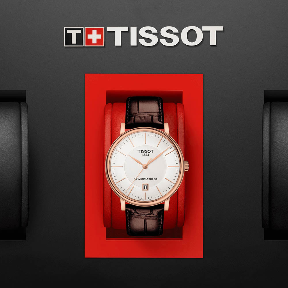Tissot Carson Premium Powermatic 80 White Dial Brown Leather Strap Watch For Men - T122.407.36.031.00 Buy Now By Tissot