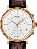 Tissot Carson Premium Chronograph White Dial Brown Leather Strap Watch For Men - T122.417.36.011.00 Buy Now By Tissot