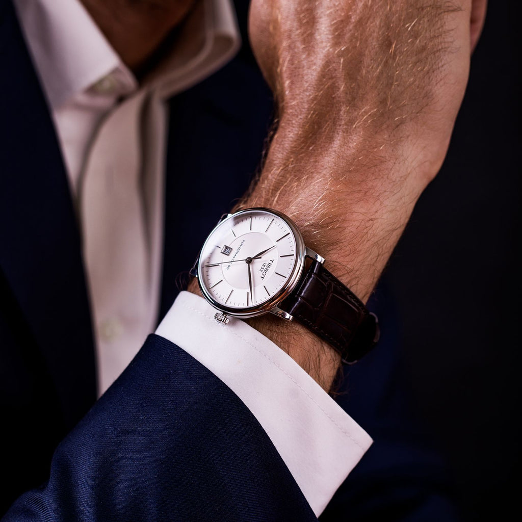 Tissot T-Classic Powermatic 80 Silver Dial Brown Leather Strap Watch For Men - T122.407.16.031.00 Buy Now By Tissot