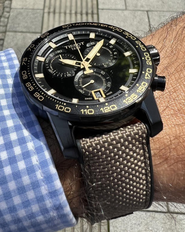 Tissot Supersport Chrono Black Dial Beige Nylon Strap Watch For Men - T125.617.37.051.01