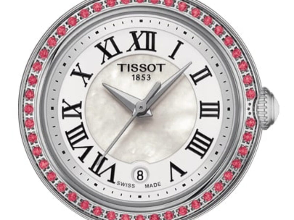 Tissot Bellissima Small Lady Diamonds Mother of Pearl Dial Red Leather Strap Watch For Women - T126.010.66.113.00 Buy Now By Tissot