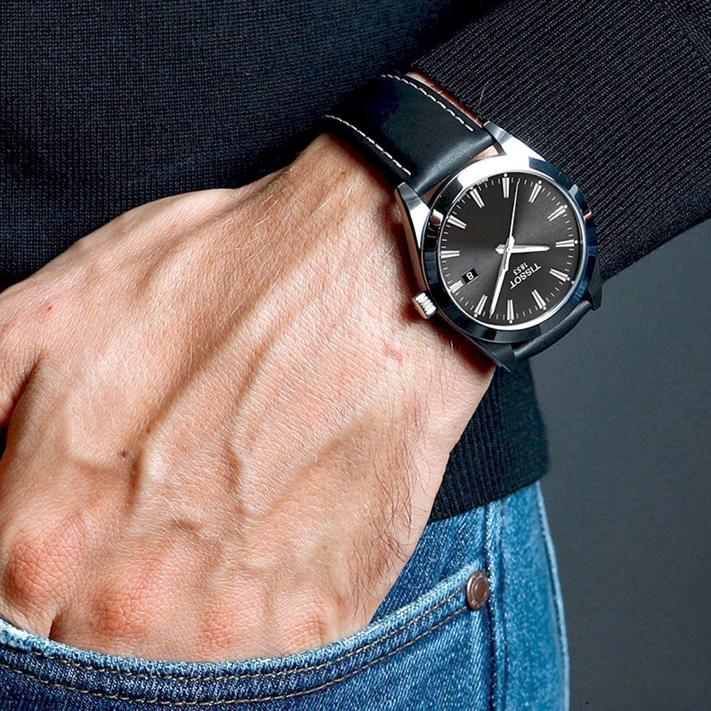 Tissot Gentleman Powermatic 80 Silicium Black Dial Black Leather Strap Watch For Men - T127.407.16.051.00 Buy Now By Tissot