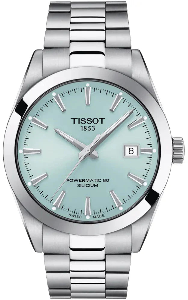 Tissot Gentleman Powermatic 80 Silicium Ice Blue Silver Steel Strap Watch For Men - T127.407.11.351.00 Buy Now By Tissot