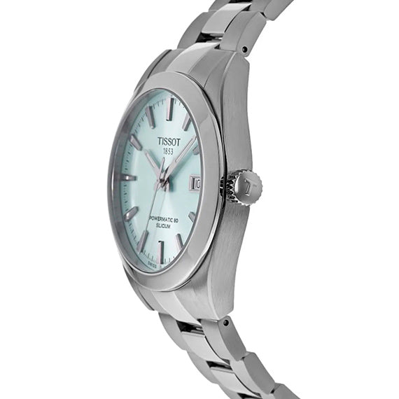 Tissot Gentleman Powermatic 80 Silicium Ice Blue Silver Steel Strap Watch For Men - T127.407.11.351.00 Buy Now By Tissot
