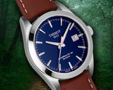Tissot Gentleman Powermatic 80 Silicium Blue Dial Brown Leather Strap Watch For Men - T127.407.16.041.00 Buy Now By Tissot