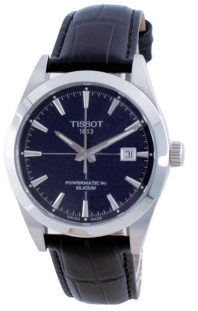 Tissot Gentleman Powermatic 80 Silicium Blue Dial Black Leather Strap Watch For Men - T127.407.16.041.01 Buy Now By Tissot