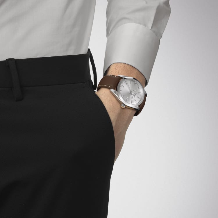 Tissot Gentleman Silver Dial Brown Leather Strap Watch For Men - T127.410.16.031.00 Buy Now By Tissot