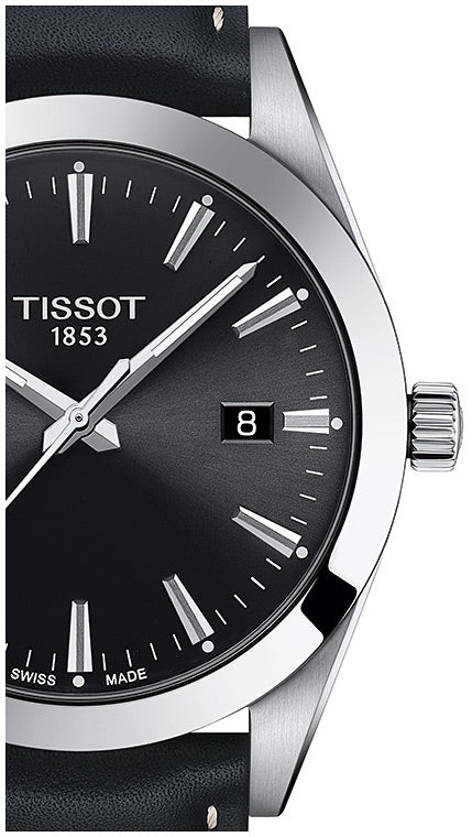 Tissot Gentleman Black Dial Black Leather Strap Watch For Men - T127.410.16.051.00 Buy Now By Tissot