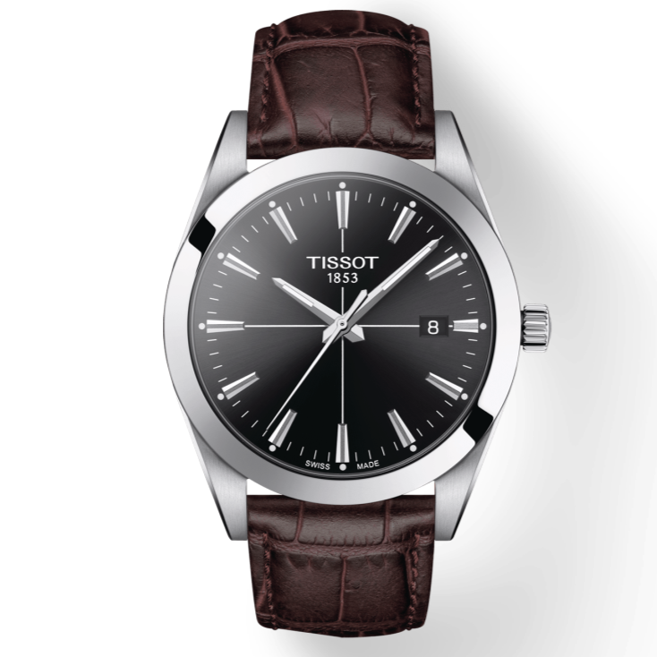 Tissot Gentlemen Black Dial Brown Leather Strap Watch for Men - T127.410.16.051.01 Buy Now By Tissot