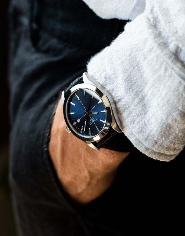 Tissot Gentlemen Blue Dial Black Leather Strap Watch for Men - T127.410.16.041.01 Buy Now By Tissot